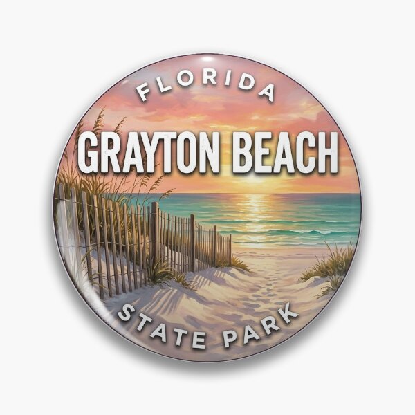 Item preview, Grayton Beach State Park Florida Gulf Sunset Round Badge Sticker designed and sold by DetourDgn.