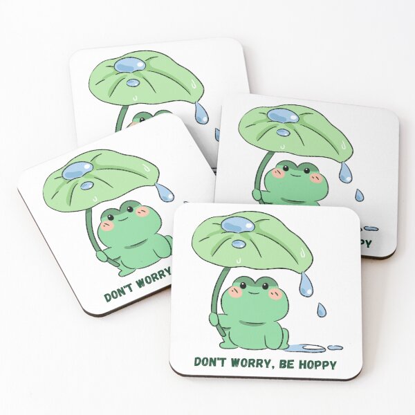 Item preview, Don't Worry Be Hoppy - Cute Cottagecore Frog with Leaf Umbrella designed and sold by Frafri92.