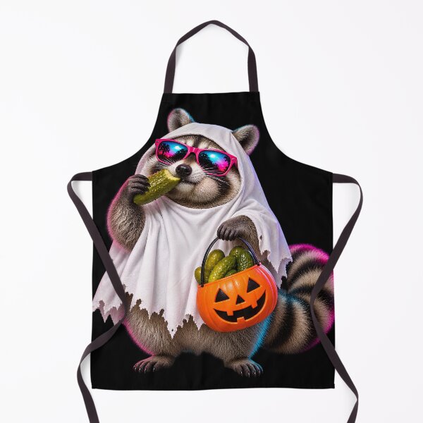 Item preview, Ghost Raccoon Eating Pickles - Funny Halloween Snack designed and sold by ArtFeverShop.