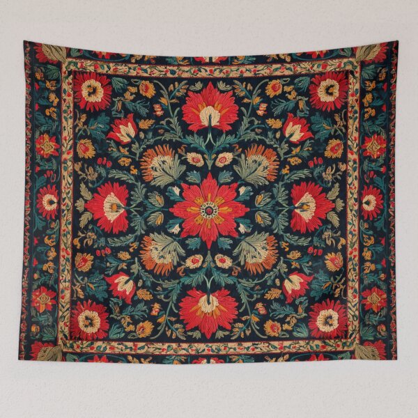 Item preview, Uzbek Suzani Floral Embroidery Pattern - Traditional Carpet Tapestry designed and sold by GrinGalore.