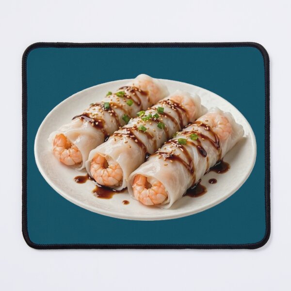 Item preview, Traditional Hong Kong Dim Sum Shrimp Rice Noodle Rolls Cheong Fun Illustration designed and sold by PetalsPaws.