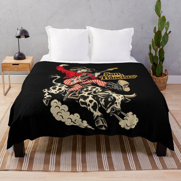 Item preview, Vintage San Francisco Rocker Riding Bull Retro Guitar Art designed and sold by ParkerDuerson.