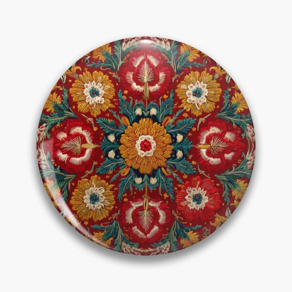 Item preview, Uzbek Crimson Floral Suzani Embroidery Pattern - Oriental Tapestry Art designed and sold by GrinGalore.