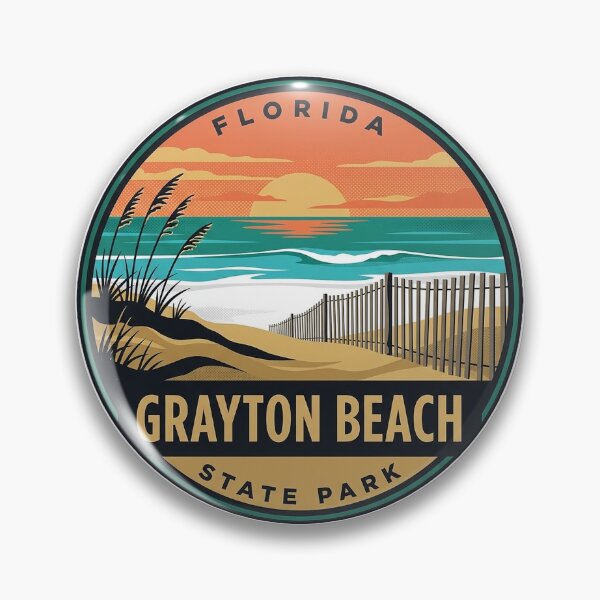 Item preview, Grayton Beach State Park Florida Retro Beach Vintage Badge Sticker designed and sold by DetourDgn.
