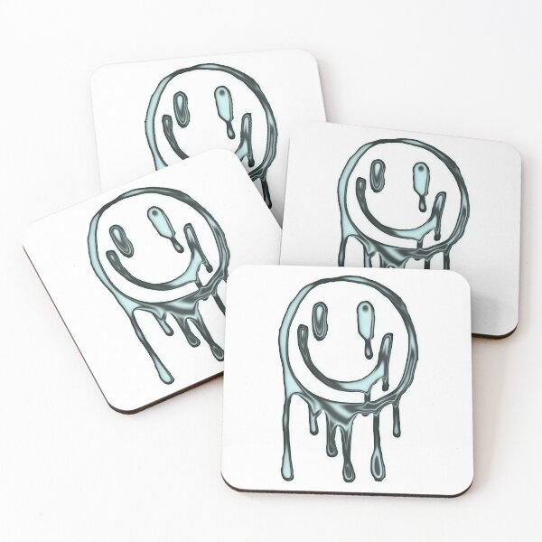 Item preview, Chrome Drip Smiley Graffiti – 3D Silver Chrome Street Art dark designed and sold by Tonband.
