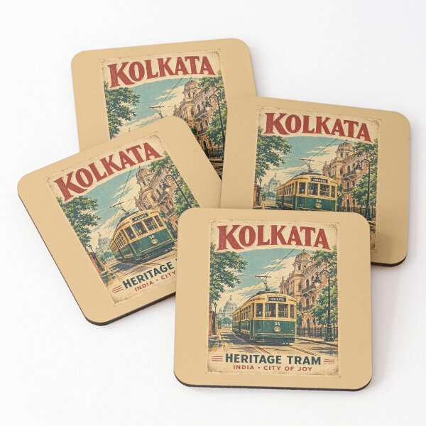 Item preview, Kolkata Heritage Tram Vintage Travel Poster | Retro India City of Joy Artwork designed and sold by Globalcitytees.