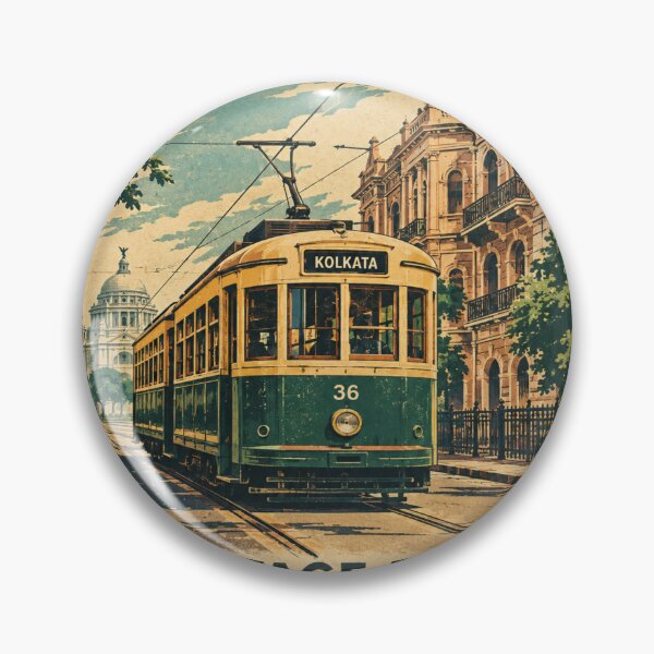 Item preview, Kolkata Heritage Tram Vintage Travel Poster | Retro India City of Joy Artwork designed and sold by Globalcitytees.