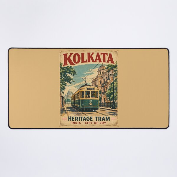 Item preview, Kolkata Heritage Tram Vintage Travel Poster | Retro India City of Joy Artwork designed and sold by Globalcitytees.