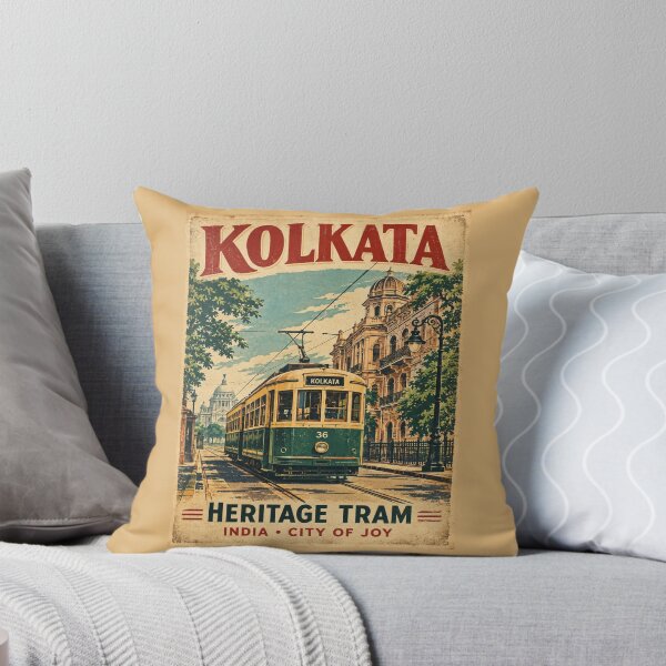 Item preview, Kolkata Heritage Tram Vintage Travel Poster | Retro India City of Joy Artwork designed and sold by Globalcitytees.