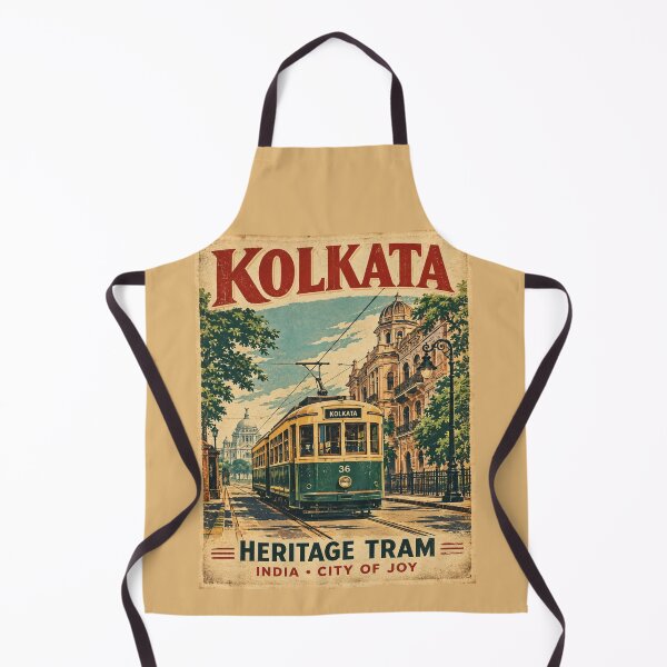 Item preview, Kolkata Heritage Tram Vintage Travel Poster | Retro India City of Joy Artwork designed and sold by Globalcitytees.
