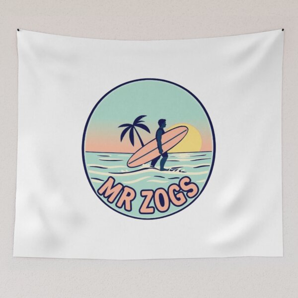 Item preview, Mr Zogs Retro Sunset Surfer Silhouette | Vintage Beach Logo designed and sold by MystiColo.