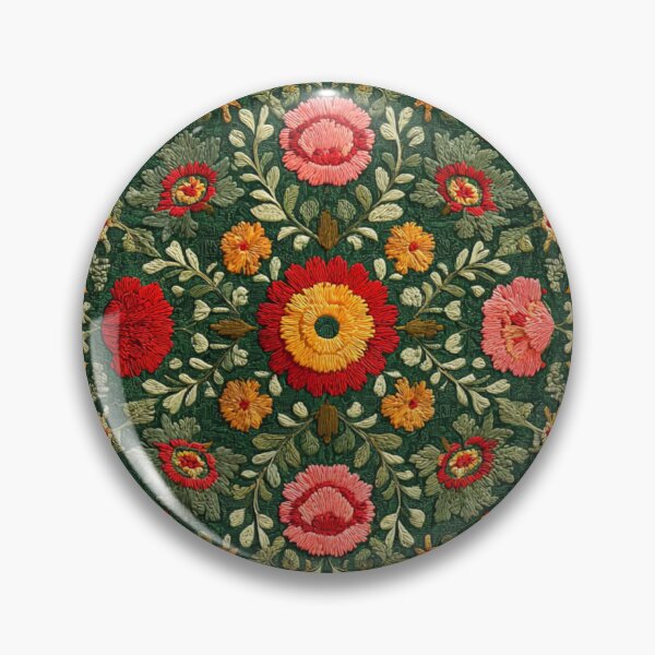 Item preview, Uzbek Emerald Green Suzani Floral Embroidery Pattern - Oriental Tapestry Art designed and sold by GrinGalore.