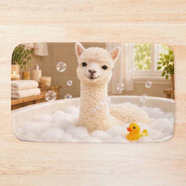 Item preview, Peaceful White Alpaca Bubble Bath designed and sold by Sillytoe.