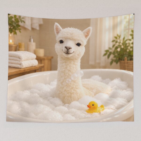Item preview, Peaceful White Alpaca Bubble Bath designed and sold by Sillytoe.