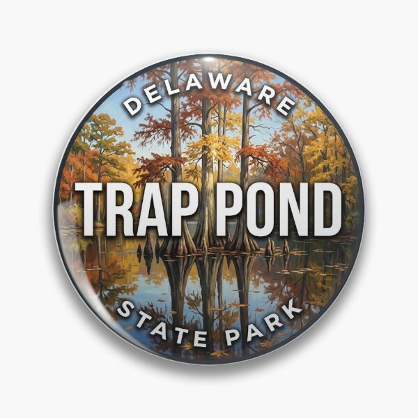 Item preview, Trap Pond State Park Delaware Autumn Reflection Round Badge Sticker designed and sold by DetourDgn.