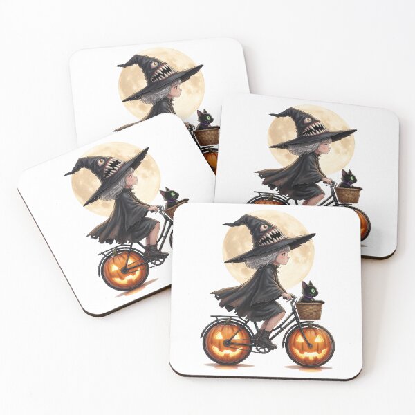 Item preview, Midnight Ride-Whimsical Halloween Witch & Pumpkin Bicycle Graphic designed and sold by HexOne.