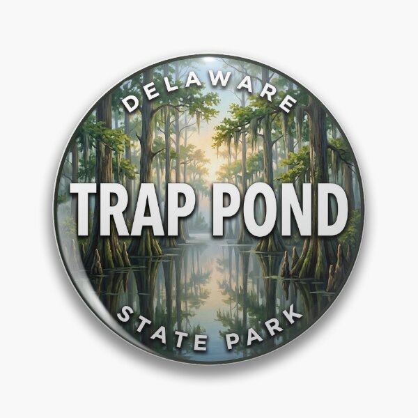 Item preview, Trap Pond State Park Delaware Misty Morning Round Badge Sticker designed and sold by DetourDgn.