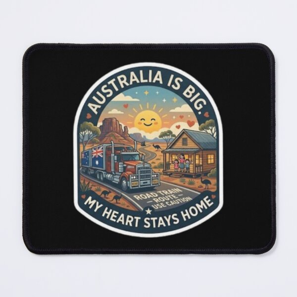 Item preview, Australia Is Big My Heart Stays Home Road Train Trucker Emblem designed and sold by PoleksGraphics.