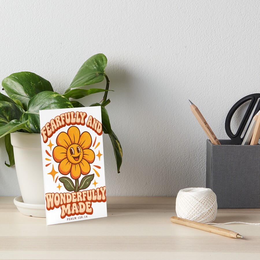 Fearfully and Wonderfully Made Retro Flower — Print