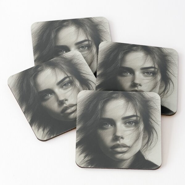 Item preview, Midnight Muse - Expressive Black and White Portrait Art designed and sold by nhk999.
