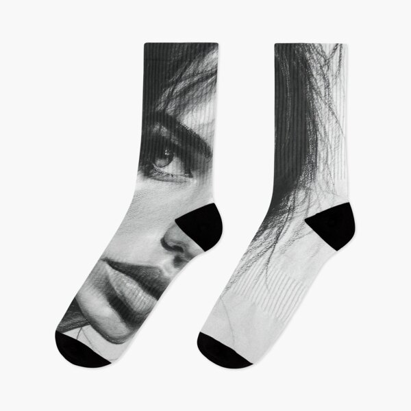 Item preview, Silent Reflection - Monochrome Fashion Sketch Portrait designed and sold by nhk999.