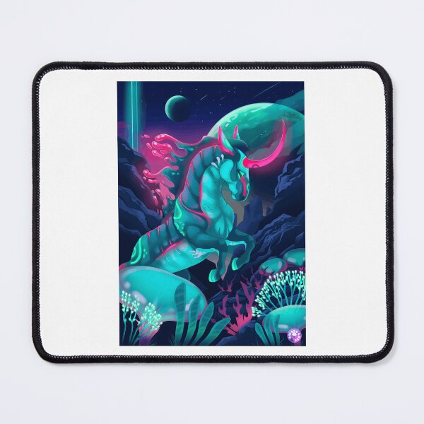 Item preview, Neon Space Unicorn in Alien Landscape designed and sold by lcnsdjstrtrystd.