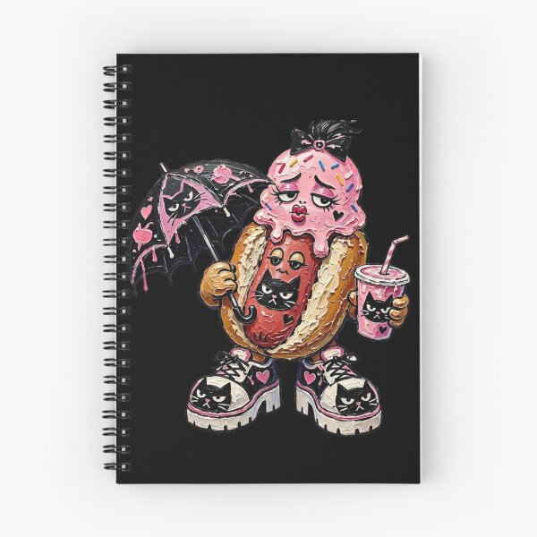 Item preview, Cute Goth Hot Dog with Pink Ice Cream and Black Cats designed and sold by LujziWorld.