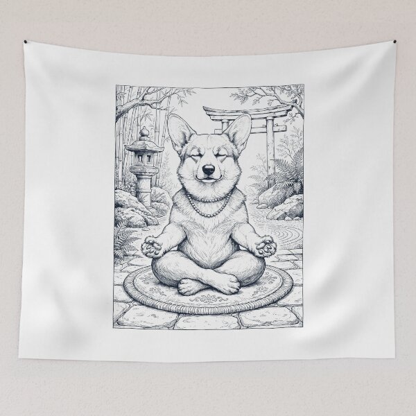 Item preview, Vintage Pembroke Welsh Corgi Yoga Poses Funny Meditation Dog Mom Lover designed and sold by dian-rody-crest.