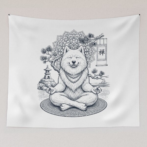 Item preview, Vintage Samoyed Yoga Poses Funny Meditation Dog Mom Lover designed and sold by dian-rody-crest.