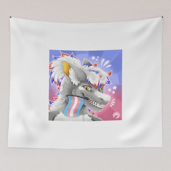 Item preview, Fierce Gray Anthro Wolf with Pride Flag designed and sold by lcnsdjstrtrystd.
