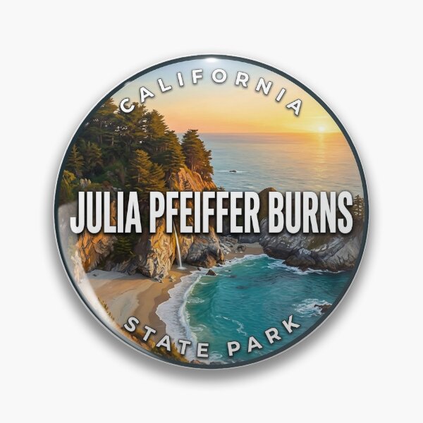Item preview, Julia Pfeiffer Burns State Park California Pacific Sunset Round Badge Sticker designed and sold by DetourDgn.
