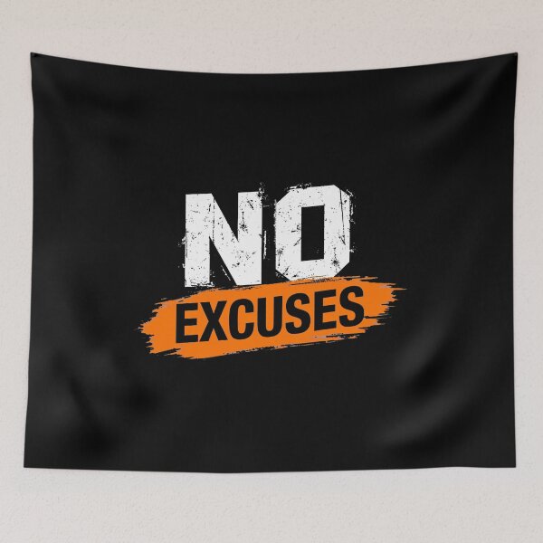 Item preview, No Excuses – Gym Workout Motivational Grunge Typography Design designed and sold by Vibe-Vary.