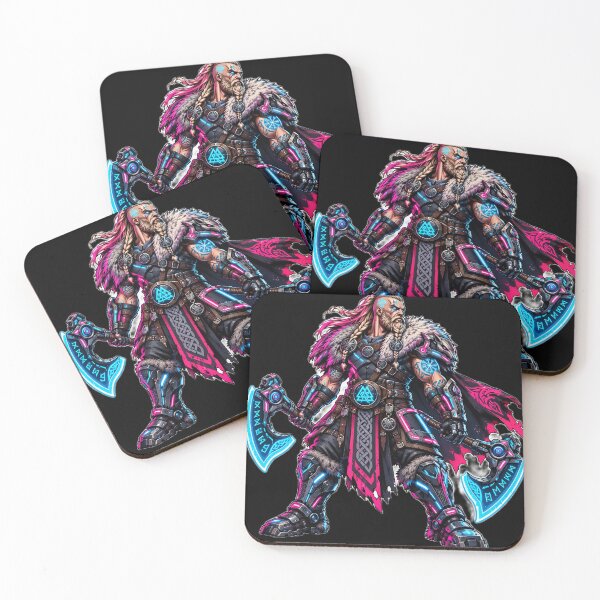 Item preview, Cyberpunk Viking Warrior Neon Axes Sci-Fi designed and sold by ValhallaHub.