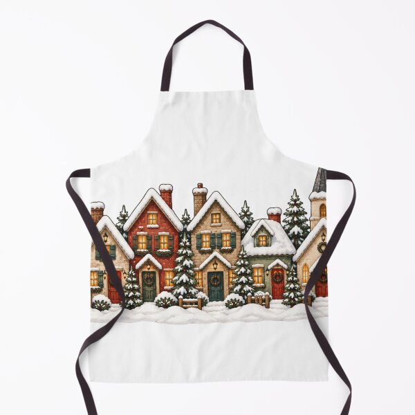 Item preview, Snowy Village Row Nordic Winter Christmas Art designed and sold by DreamelleStudio.