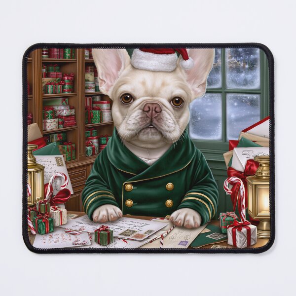 Item preview, Christmas Frenchie Postmaster – Vintage North Pole Bulldog Art designed and sold by cipoprimo.