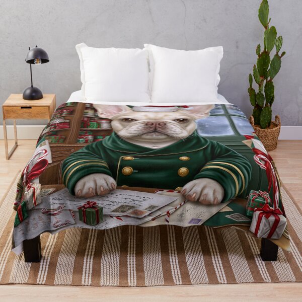 Item preview, Christmas Frenchie Postmaster – Vintage North Pole Bulldog Art designed and sold by cipoprimo.