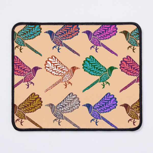 Item preview, Colorful Folk Birds on brown background – Boho Bird Pattern designed and sold by Christina Angele Design.