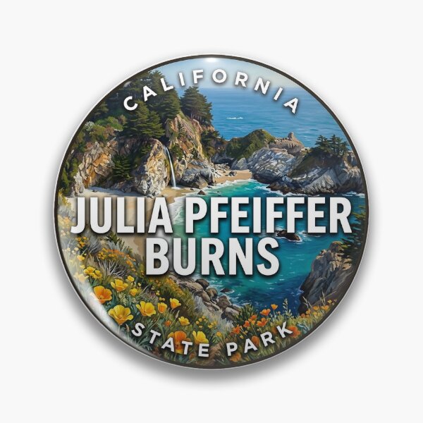 Item preview, Julia Pfeiffer Burns State Park California Wildflower Spring Round Badge Sticker designed and sold by DetourDgn.