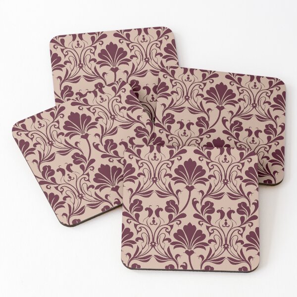 Item preview, Burgundy Tan Damask Floral Seamless Pattern designed and sold by ​Jyoti Digital Artist.