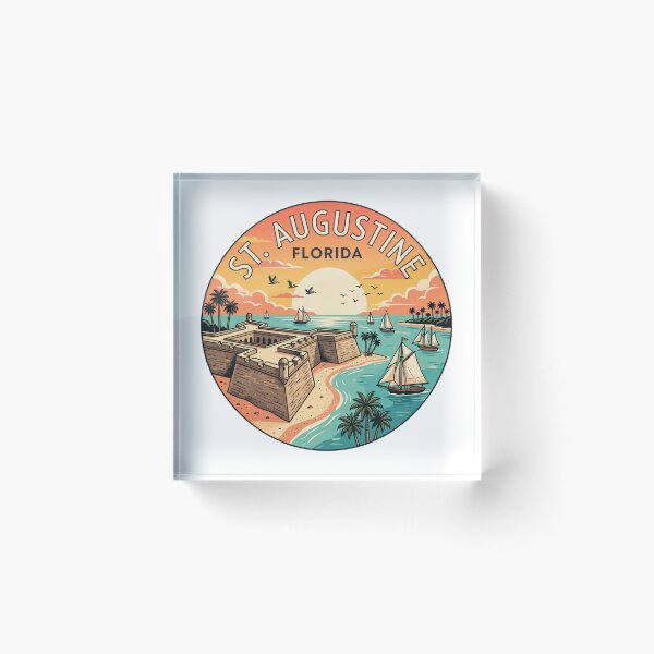 Item preview, St. Augustine Florida: Vintage Travel Sunset Fort Coastal designed and sold by CircinusStore.
