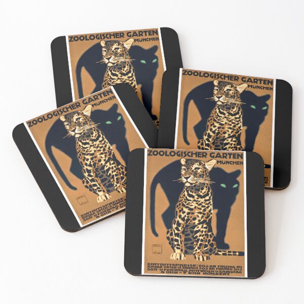 Item preview, 1912-Ludwig-Hohlwein-Munich-Zoo-Leopard-And-Panther-Poster designed and sold by CaleHowell.