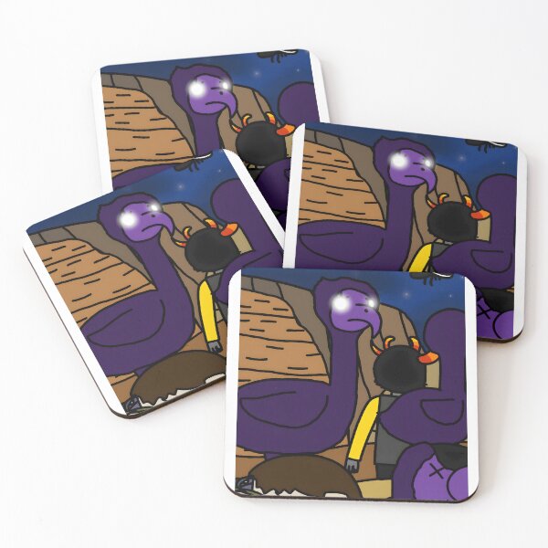 Item preview, Cartoon Scene with Glowing-Eyed Purple Birds and Horned Figure designed and sold by fibiiistd.