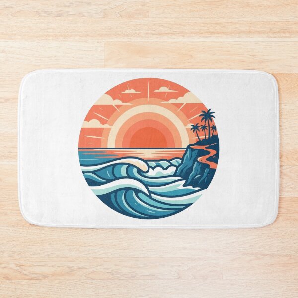 Item preview, Retro Sunset Ocean Waves California Coastal Landscape designed and sold by mood-draftsman.