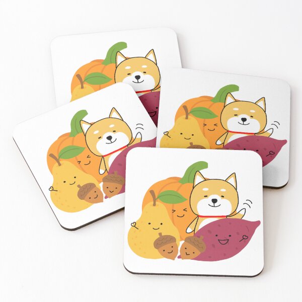 Item preview, Shiba Inu waves with autumn vegetables, fruits, and acorns designed and sold by neriko.