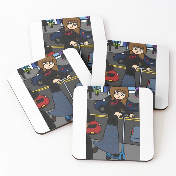 Item preview, Woman Riding Scooter in City Street designed and sold by fibiiistd.