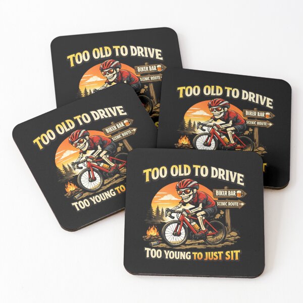 Item preview, Too Old to Drive, Too Young to Just Sit – Vintage Skeleton Cyclist designed and sold by SidTastic .