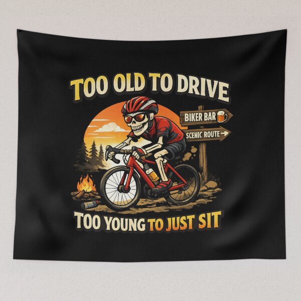 Item preview, Too Old to Drive, Too Young to Just Sit – Vintage Skeleton Cyclist designed and sold by SidTastic .