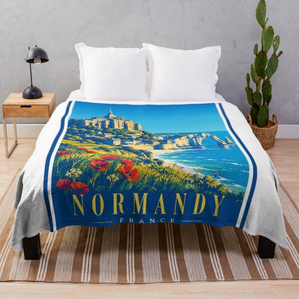 Item preview, Normandy France Vintage Travel Poster designed and sold by eonvisuals.