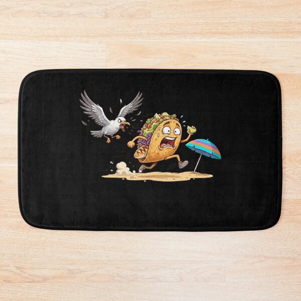 Item preview, Funny Running Taco Escaping Aggressive Seagull Beach Cartoon designed and sold by mood-draftsman.