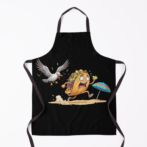 Item preview, Funny Running Taco Escaping Aggressive Seagull Beach Cartoon designed and sold by mood-draftsman.